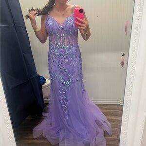 Jovani Lavender Sequin Prom Dress